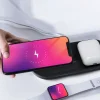 Vezeték nélküli 3in1 Qi gyorstöltő LED 15W KIT-IW fekete thumbnail