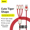 Baseus Cable Year Of The Tiger 3in1 - USB - USB Type C/ Lightning/ Micro USB - 3.5A 1.2m piros thumbnail