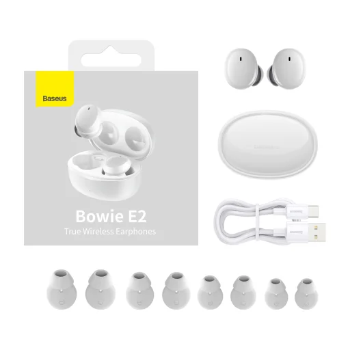 Baseus Bowie E2 Vezeték nélküli TWS Bluetooth fülhallgató fehér - 9