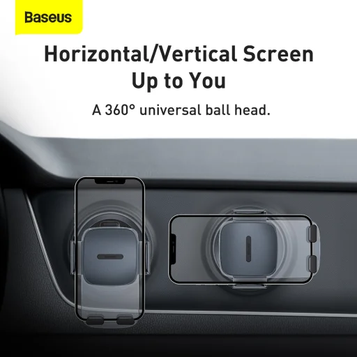 Baseus Easy Controll univerzális autós telefontartó fekete, kör szellőzőhöz (SUYK000201) - 14
