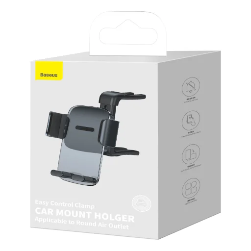 Baseus Easy Controll univerzális autós telefontartó fekete, kör szellőzőhöz (SUYK000201) - 18