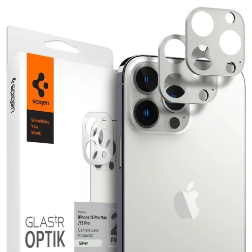 iPhone 13 Pro / 13 Pro Max Spigen Optik.TR 2x kameralencsevédő 9H üveg ezüst (AGL04033) - 1