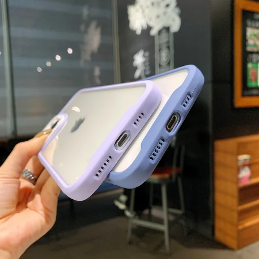 iPhone 12 Pro Max átlátszó tok halványlila kerettel Alphajack - 5