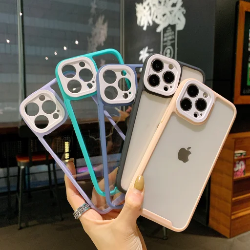 iPhone 12 Pro Max átlátszó tok halványlila kerettel Alphajack - 4