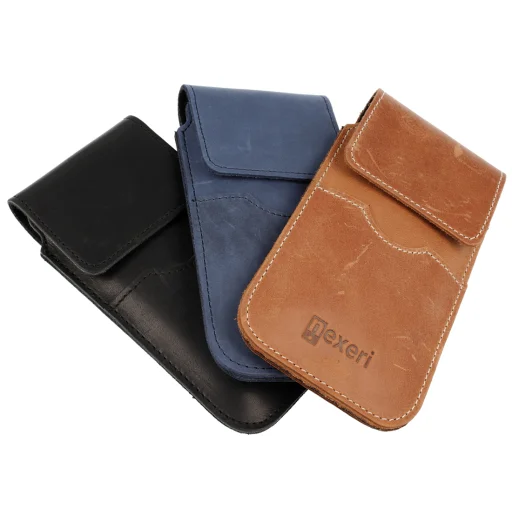 Samsung Galaxy S20 Ultra / S21 Ultra / Huawei P Smart 2021 / Xiaomi Mi 10T/ 10T Pro Nexeri Flap bőr tok övhöz sötétkék - 4