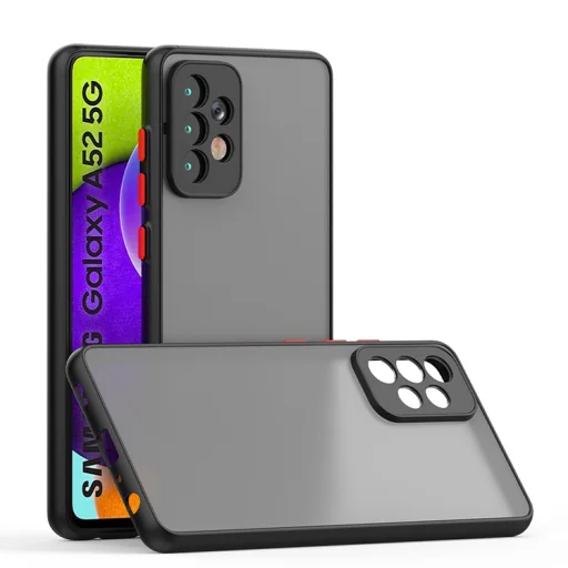 Samsung Galaxy A03s Smoke matt TPU tok fekete kerettel Alphajack - 4