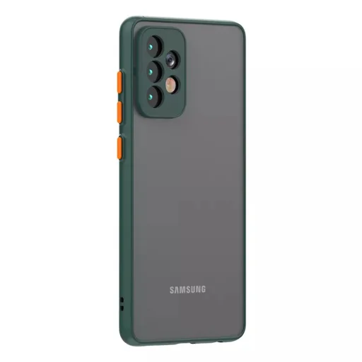 Samsung Galaxy A03s Smoke matt TPU tok sötétzöld kerettel Alphajack - 1
