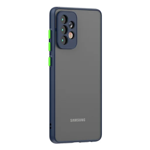 Samsung Galaxy A03s Smoke matt TPU tok kék kerettel Alphajack - 1