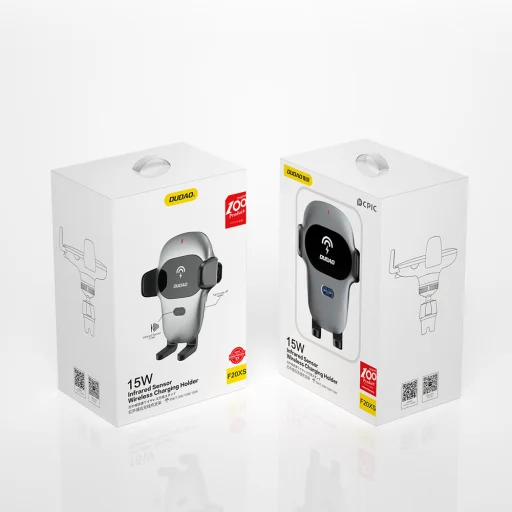 Dudao Univerzális Gravity autós tartó és Vezeték nélküli Qi töltő 15W szellőzőre szürke (F20xs) - 3