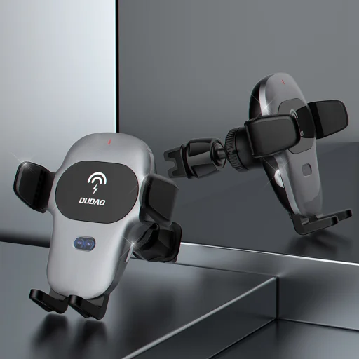 Dudao Univerzális Gravity autós tartó és Vezeték nélküli Qi töltő 15W szellőzőre szürke (F20xs) - 4
