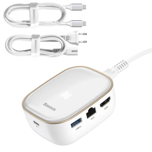 Baseus 6in1 USB Type-C HUB - (USB 3.0, RJ45, HDMI, SD, micro SD) PD 60W fekete (CAHUB-AU02) - 1
