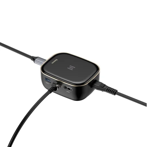 Baseus 6in1 USB Type-C HUB - (USB 3.0, RJ45, HDMI, SD, micro SD) PD 60W fekete (CAHUB-AU02) - 5