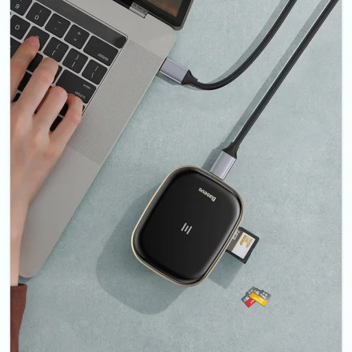 Baseus 6in1 USB Type-C HUB - (USB 3.0, RJ45, HDMI, SD, micro SD) PD 60W fekete (CAHUB-AU02) - 10