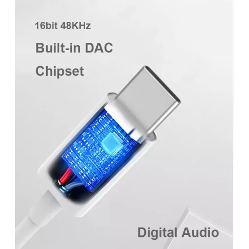 USB Type-C - 3.5mm jack átalakító adapter fehér (DAC chip) TRRS - 4