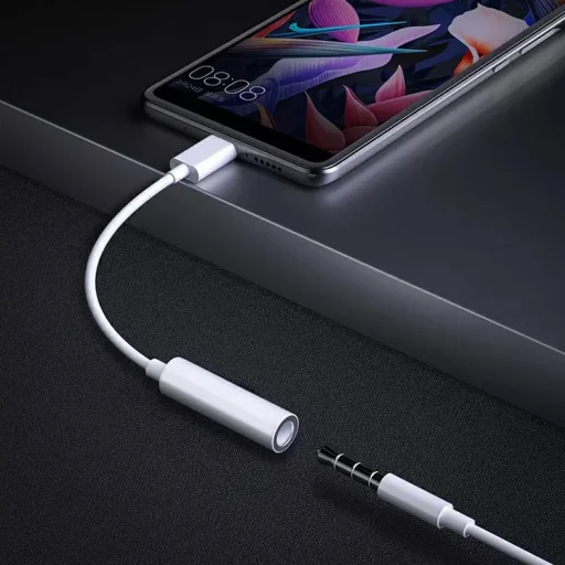 USB Type-C - 3.5mm jack átalakító adapter fehér (DAC chip) TRRS - 7