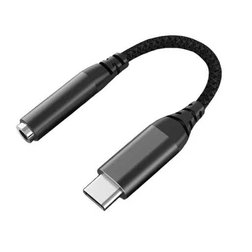 USB Type-C - 3.5mm jack átalakító adapter fekete (DAC chip) 32bit 384MHz, TRRS - 1