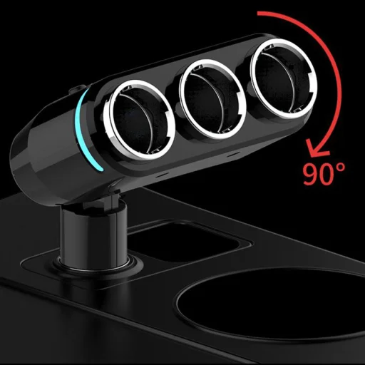 Szivargyújtós töltő elosztó 2xUSB + 3x Szivargyújtós aljzat 3.1A  - 4