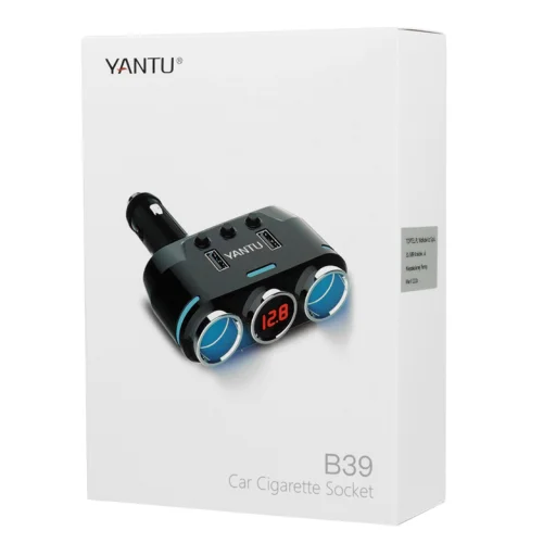 Szivargyújtós töltő elosztó 2xUSB + 2x Szivargyújtós aljzat 3.1A  kijelzővel - 8