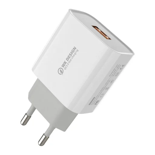 WK Design Hálózati gyorstöltő adapter USB 18W 2.4A QC 3.0 + USB - Micro USB kábel fehér (WP-U57) - 4