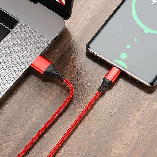 Borofone BX54 Ultra Bright USB - USB Type-C kábel 2.4A 1m piros - 4