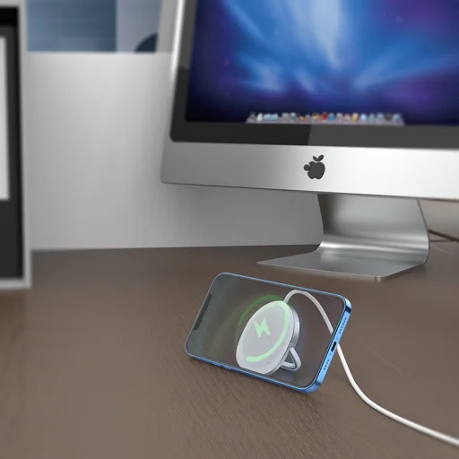 Borofone BQ12 Core Magnetic Vezeték nélküli Qi töltő 15W Ezüst - 3