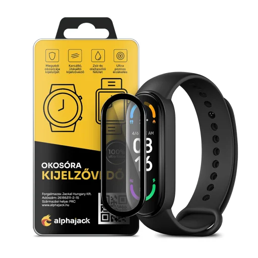 Xiaomi Mi Band 6 kijelzővédő fólia fekete kerettel Alphajack - 1
