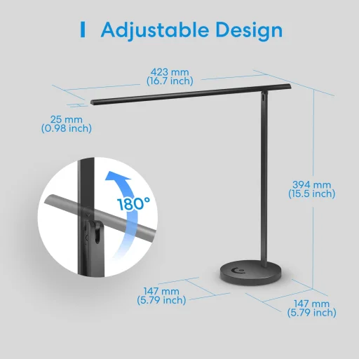 Meross Szemkímélő LED Okos Asztali Lámpa Fekete - 6