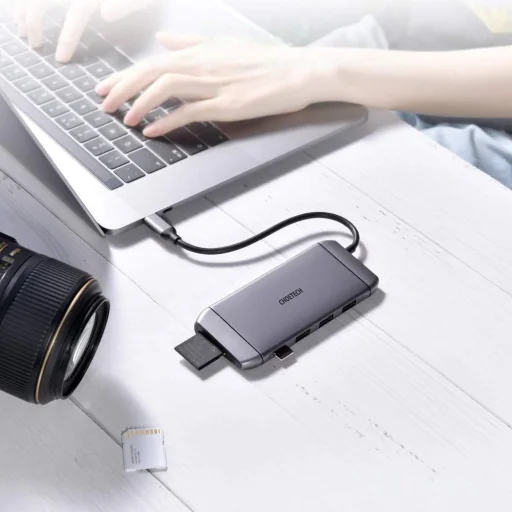 Choetech 9 az 1-ben multifunkcionális USB Type C HUB szürke (HUB-M15) - 6