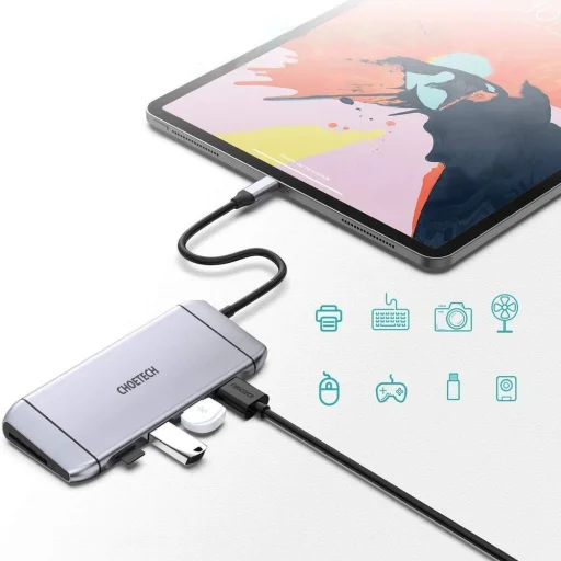 Choetech 9 az 1-ben multifunkcionális USB Type C HUB szürke (HUB-M15) - 2