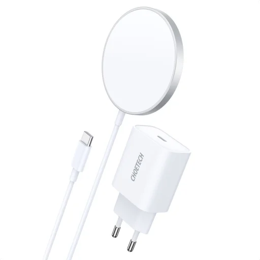 Choetech 15 W-os mágneses vezeték nélküli töltőkészlet Qi + 20 W-os tápfeszültség-töltő (MagSafe-kompatibilis) Fehér (T517-F) - 14