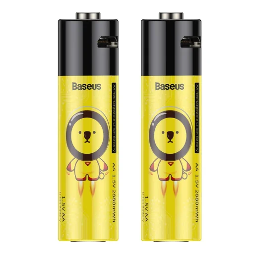 Baseus 2x 1920mAh AA R6 újratölthető elem beépített micro USB töltőporttal fekete és sárga színben (PCWH000211) - 14
