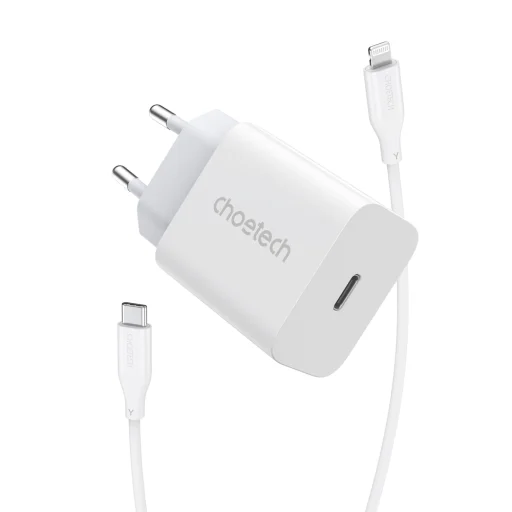 Choetech USB fali töltő adapter Type C 20W tápellátás + USB C - Lightning kábel 1,2m fehér (PD5005) - 3