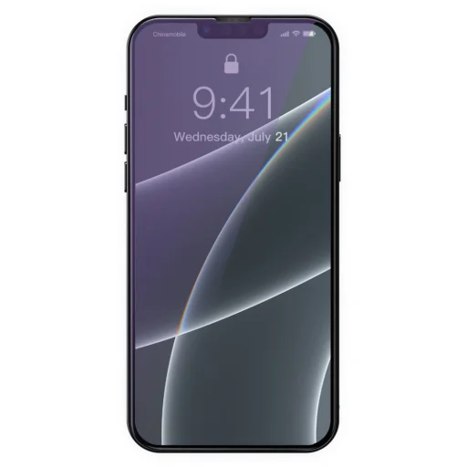 iPhone 13/ 13 Pro / 14 Baseus Anti Blue Light 2x kijelzővédő üvegfólia 0,3 mm-es fekete kerettel (SGQP010401) - 3