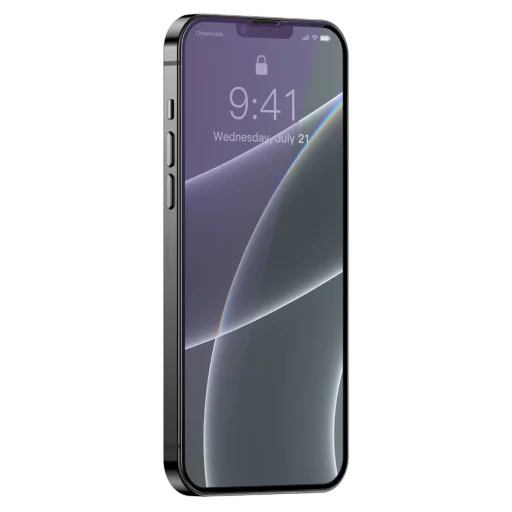iPhone 13/ 13 Pro / 14 Baseus Anti Blue Light 2x kijelzővédő üvegfólia 0,3 mm-es fekete kerettel (SGQP010401) - 4