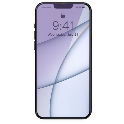 iPhone 13 Pro Max / 14 Plus Baseus Anti Blue Light 2x kijelzővédő üvegfólia 0,3 mm-es fekete kerettel (SGQP010501) - 8