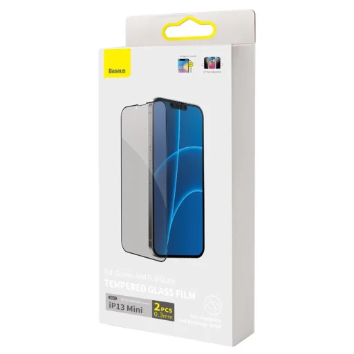 iPhone 13 Mini Baseus Anti Spy Full Screen Glass 0,23mm 2x kijelzővédő üvegfólia fekete kerettel (SGQP020301) - 7