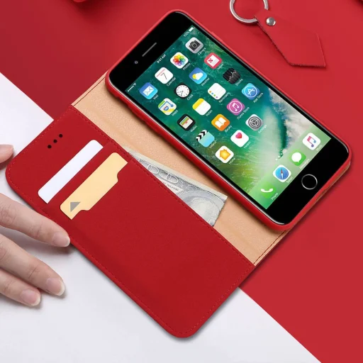 iPhone SE 2020 / iPhone 8 / iPhone 7 Dux Ducis Wish valódi bőr fliptok fekete - 14