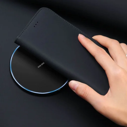 iPhone SE 2020 / iPhone 8 / iPhone 7 Dux Ducis Wish valódi bőr fliptok fekete - 8