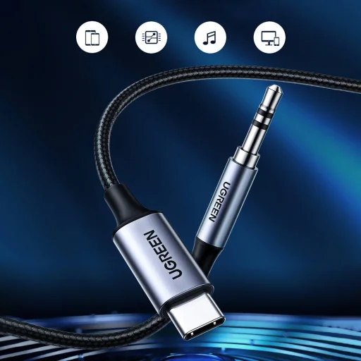Ugreen AUX audio kábel 3.5mm mini jack - USB Type-C  1m black (CM450 20192) - 5
