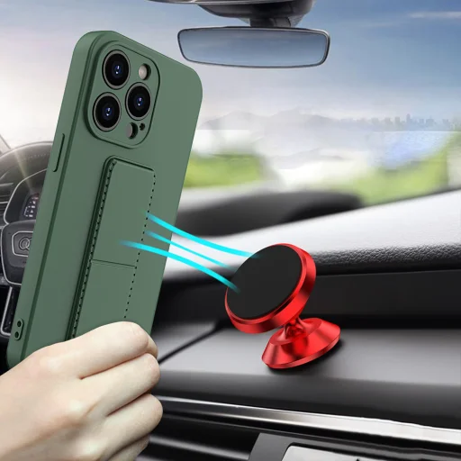 iPhone 13 Wozinsky Kickstand flexibilis szilikon tok piros - 3