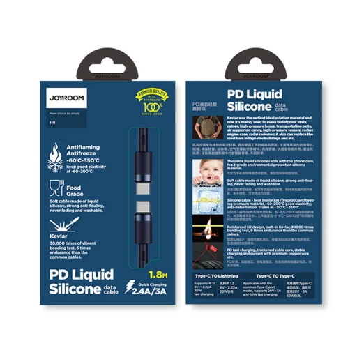 Joyroom USB Type C - USB Type C kábel 3A 1.8m kék - 5