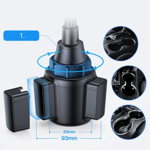 Joyroom autós telefontartó pohártartóba, fekete - 4