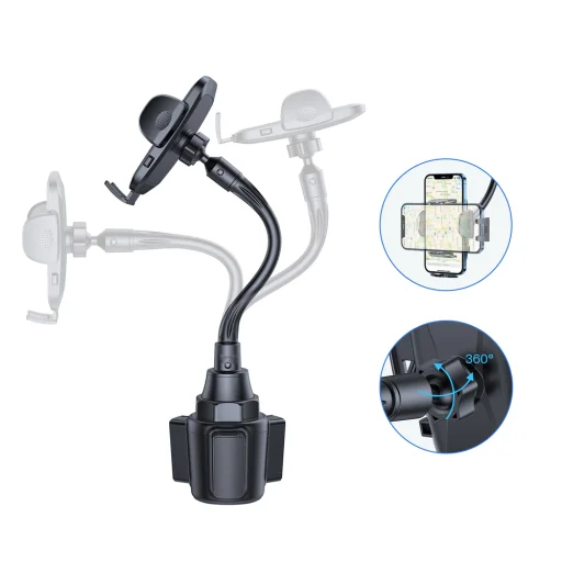 Joyroom autós telefontartó pohártartóba, fekete - 6