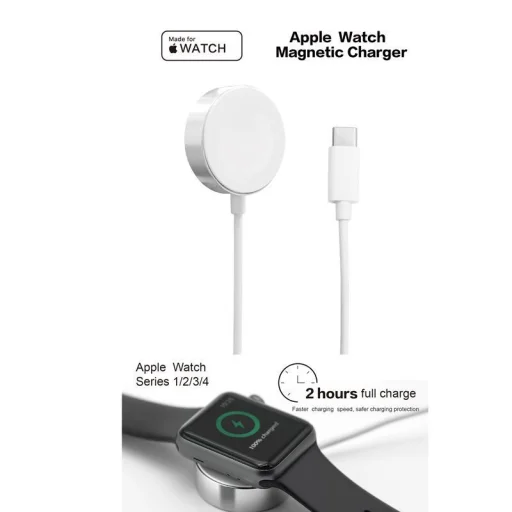 Apple Watch MFi mágneses vezeték nélküli töltő USB-C csatlakozással (AC-10) - 2
