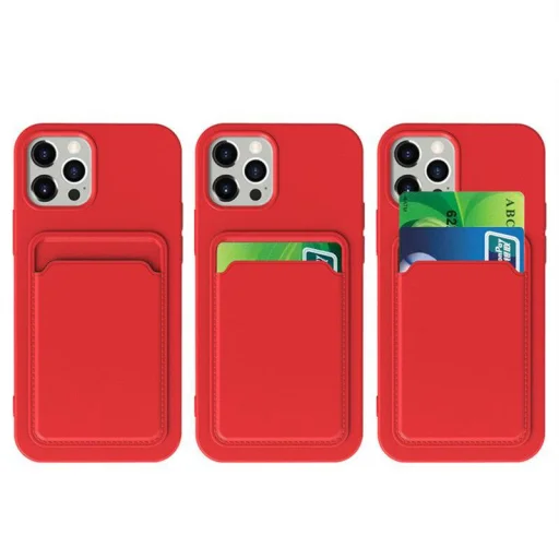 Samsung Galaxy A32 5G Card Case Szilikon tok hátlapi kártyatartóval piros - 9