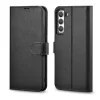 Samsung Galaxy S22+ Plus iCarer Haitang Leather Wallet Valódi Bőr Fliptok fekete thumbnail