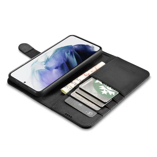 Samsung Galaxy S22+ Plus iCarer Haitang Leather Wallet Valódi Bőr Fliptok fekete - 9