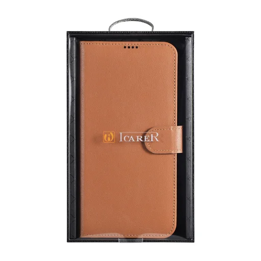 Samsung Galaxy S22+ Plus iCarer Haitang Leather Wallet Valódi Bőr Fliptok barna - 10