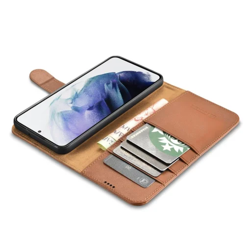 Samsung Galaxy S22+ Plus iCarer Haitang Leather Wallet Valódi Bőr Fliptok barna - 12