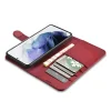 Samsung Galaxy S22+ Plus iCarer Haitang Leather Wallet Valódi Bőr Fliptok piros thumbnail